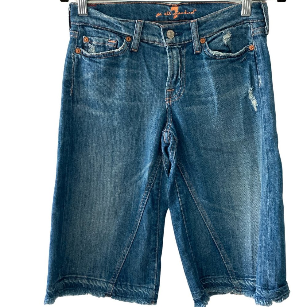 7 For All Mankind Size 25 Wide Leg Goucho Denim Shorts